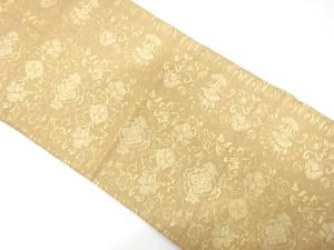 アンティーク　華紋に花更紗模様織り出し名古屋帯（着用可）